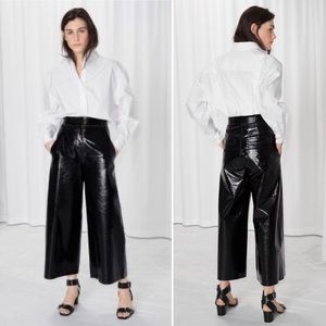 & Other Stories Patent Leather Culottes Black Sz 4